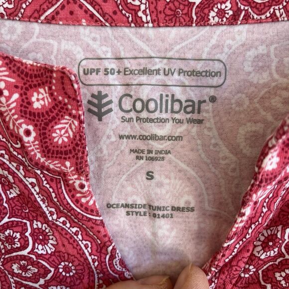 Coolibar Women Oceanside Tunic Dress Size S Pink UPF 50+ Beachy Vacation Coverup - Picture 8 of 12